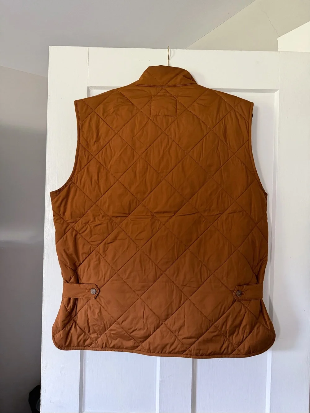 J. Crew Quilted Vest in Rusty brown / burnt orange with olive interior